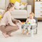 Babyjoy Baby Travel Booster Seat with Double Tray Portable Folding Toddler Dining Chair Gray/Blue